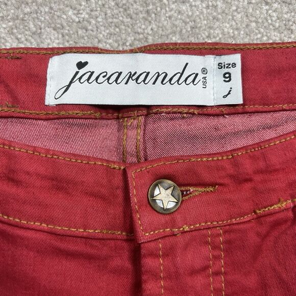 Jacaranda woman’s size 9 jeans Nwt beaded floral details studded bootcut Red - Picture 6 of 10
